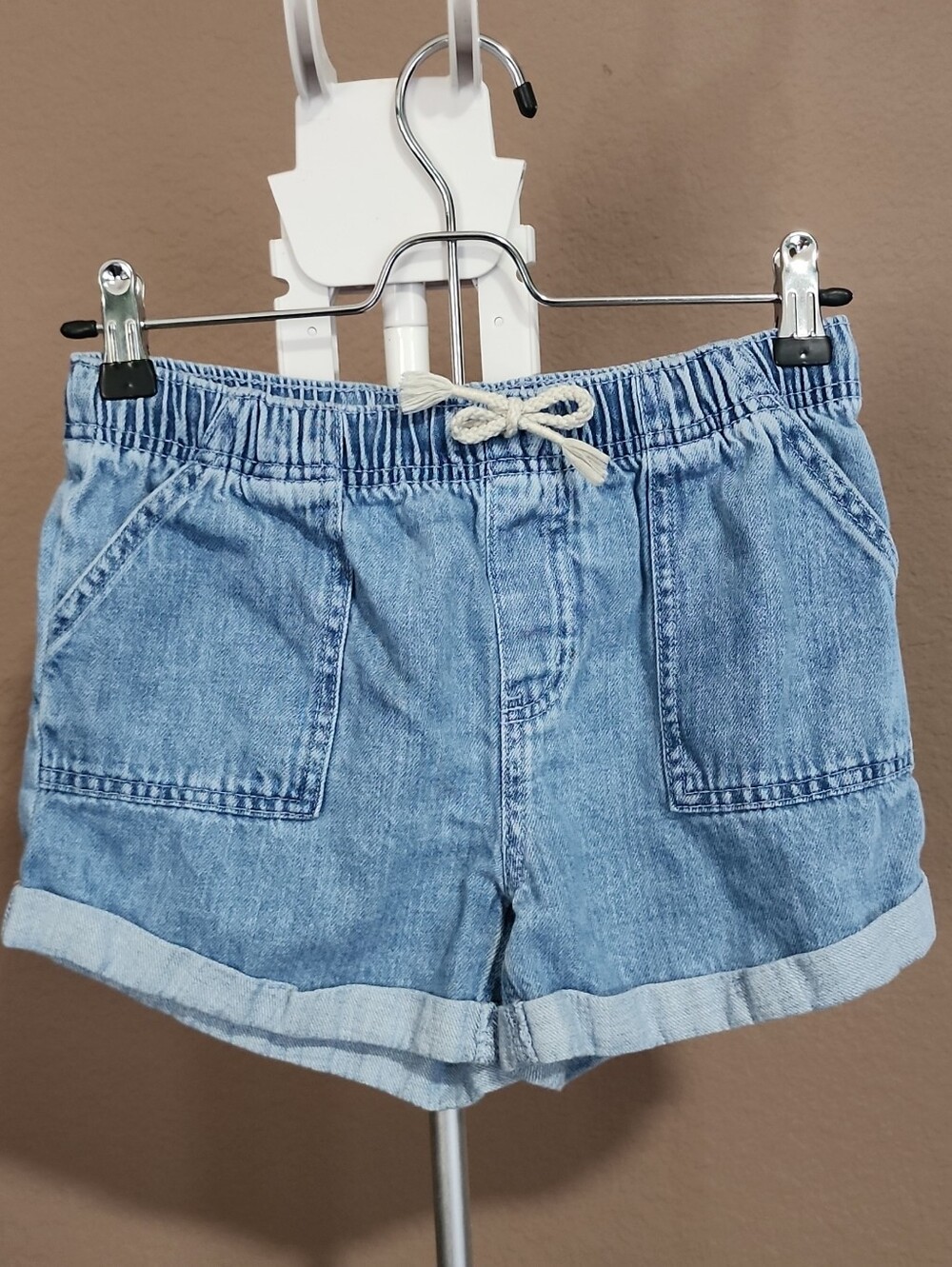 Girl's Casual Light Blue Denim Shorts with Drawstring
